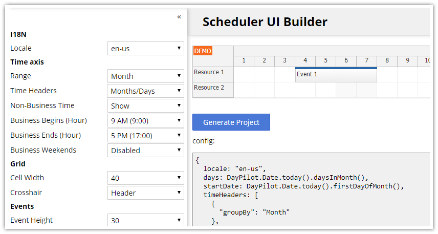 scheduler ui builder angular javascript